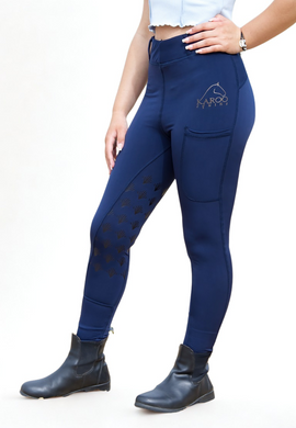 Karoo Equine - Half Seat Thermal Riding Leggings (Navy Blue)