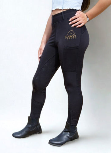 Karoo Equine - Half Seat Thermal Riding Leggings (Black)