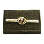 Load image into Gallery viewer, Silver Stock Pin with Amethyst Colour Centre with diamontee crystal surround stock pin