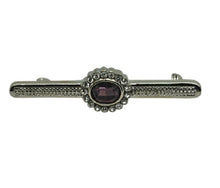 Load image into Gallery viewer, Silver Stock Pin with Amethyst Colour Centre with diamontee crystal surround stock pin